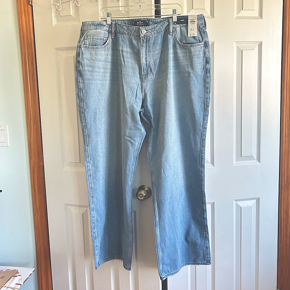 Bundle- Hollister Ultra High-rise Baggy Jeans and Laura Geller lip oil